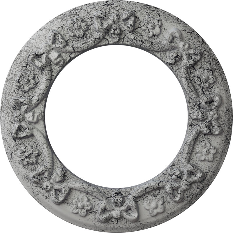 Ruban avec nœud H 12,25 po x l 12,25 po x P 0,875 po médaillon de plafond, Blanc craquelé ultra pur