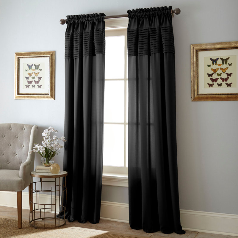 Dottie Blackout Curtain Single Panel, 50" W x 63" L, Black