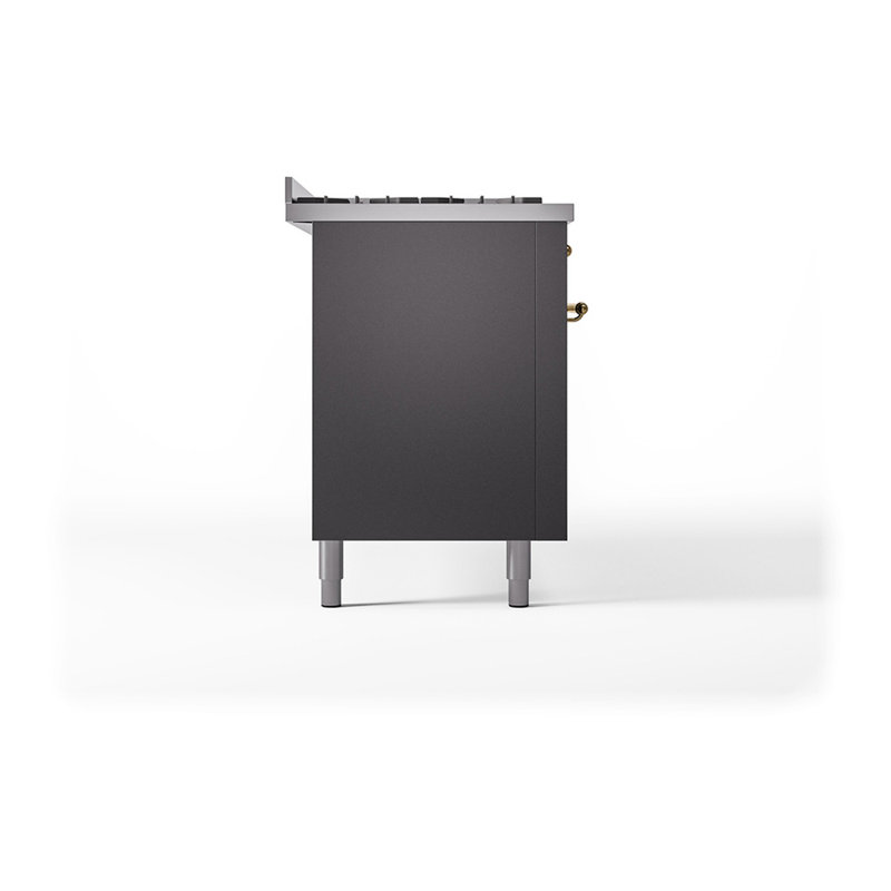 ILVE Nostalgie II Noblesse 60 in Dual Fuel Range, 9 Burner, Griddle, Liquid Propane, Graphite Matte/Brass