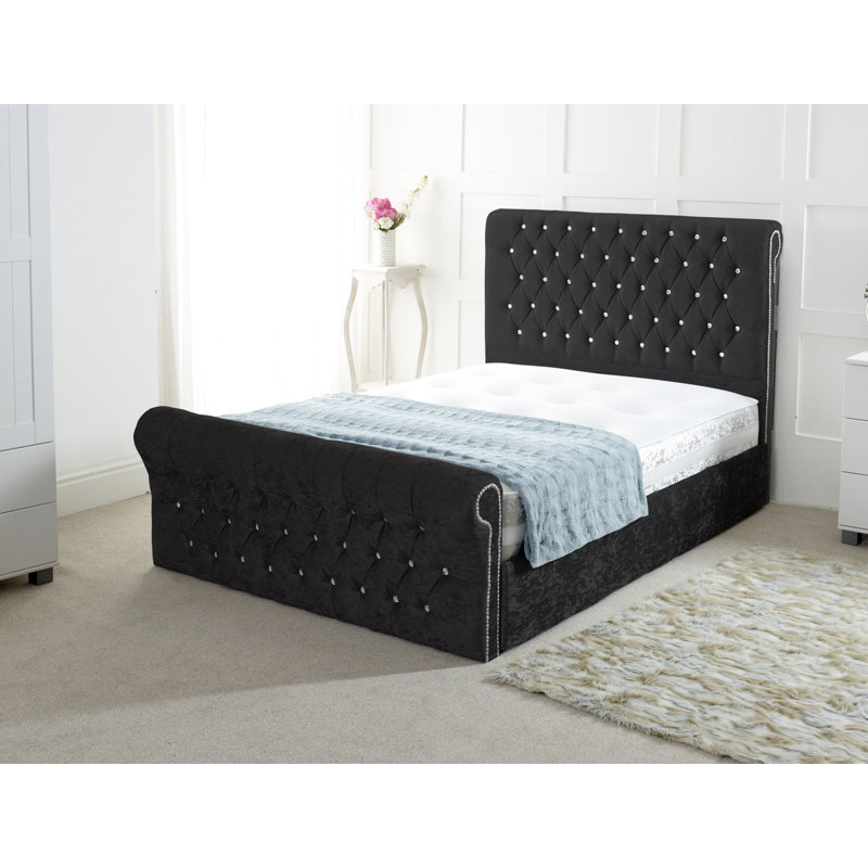 Brandi Upholstered Bed, Black, Double (4'6)
