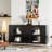 4 Glass Doors Accent Cabinet: Black Lacquered Wooden Storage For Entryway, Living Room Cabinet Lacquered: Various Rooms. , Vintage Look, Adjustable Shelves-583027813
