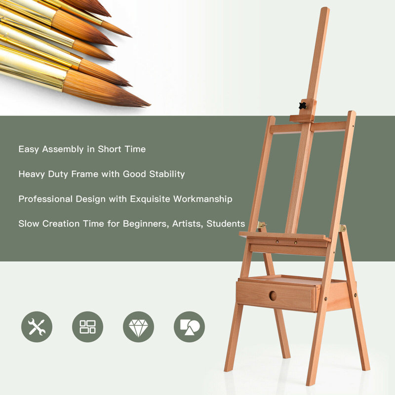 Inbox Zero Adjustable Wood H-Frame Easel