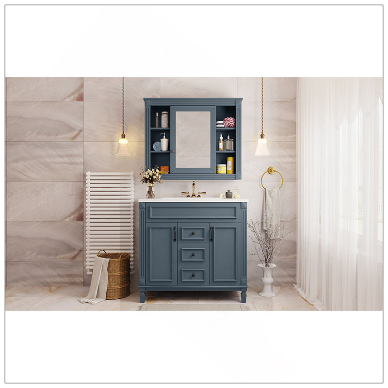 Meuble-lavabo de haute qualité de 36 po avec lavabo supérieur, armoire de rangement moderne, 2 portes à fermeture douce et 2 tiroirs, meuble-lavabo simple