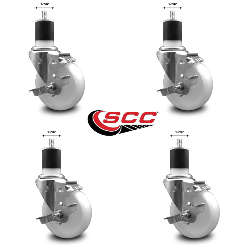 Ensemble de roulettes extensibles pivotantes en nylon avec frein SCC TLB 4 po x 1-7 / 8 po