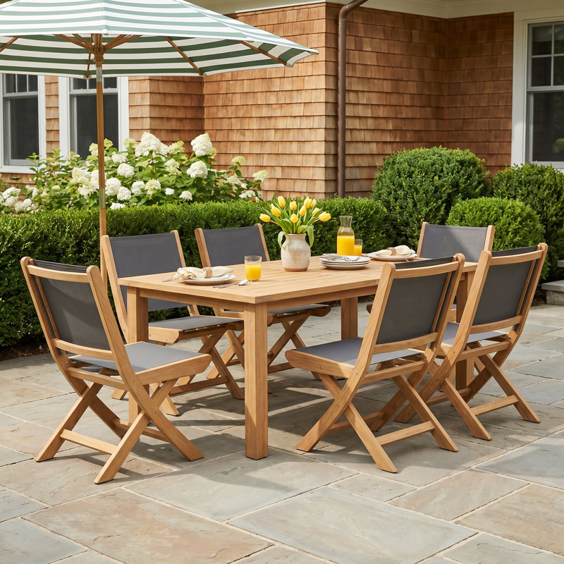 Alanson 6 - Person Patio Dining Set with Rectangular Table, Dark Gray