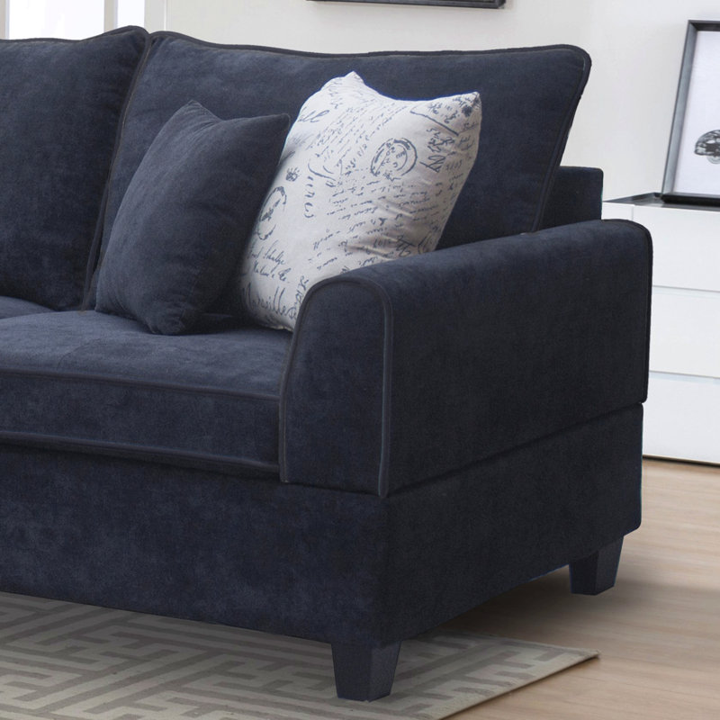 99.5"W Black Fabric Sectional Sofa With Left-Facing Chaise And Storage Ottoman, Black Fabric