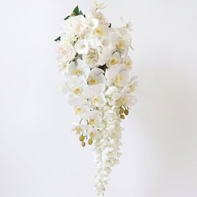 Bridal Bouquets For Bride,15.7 Inch White Wedding Bouquets For Bride For Ceremony Anniversary Wedding Bridal Shower