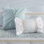 Édredon très grand / très grand avec coussins décoratifs - Motif chic et bleu à motif floral en seersucker 5 pièces pour un rembourrage floral / botanique