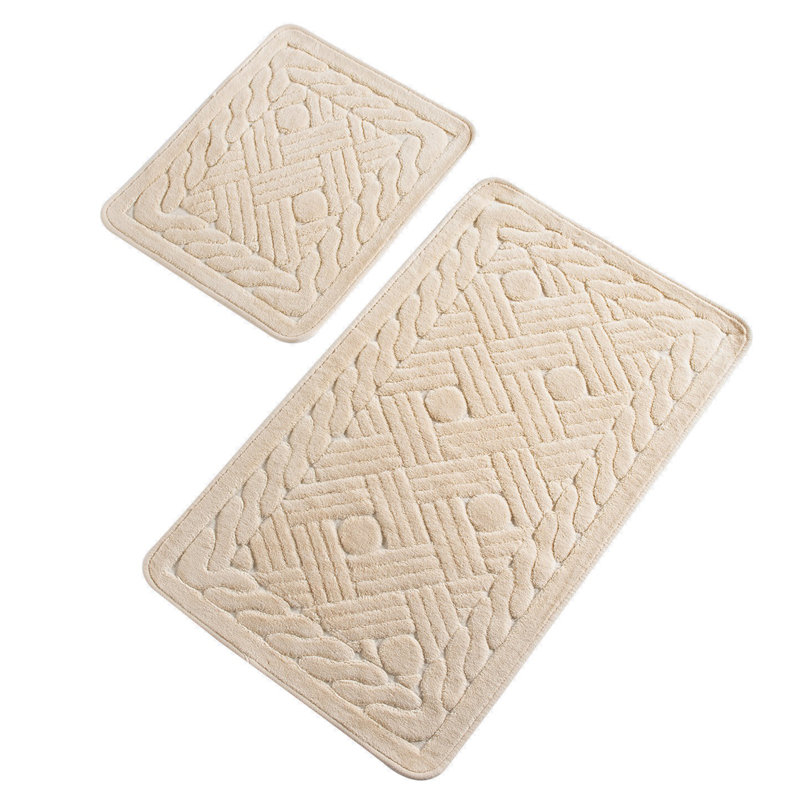 Handmade Cotton Bathmat Set (2 Pieces), Antibacterial & Non-Slip, 19.7 x 23.6 inches & 23.6 x 39.4 inches | 100% Cotton, 1.9 lbs per sq yd, Machine Washable at 86°F | Soft, Durable & Stylish for Bathroom Décor