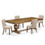 L'ensemble de table de cuisine 5 pièces se compose d'une table de salle à manger et de 4 chaises de salle à manger en tissu de lin brun clair avec dossier capitonné - Finition noyer antique-1525717744-1530551446-1530551450
