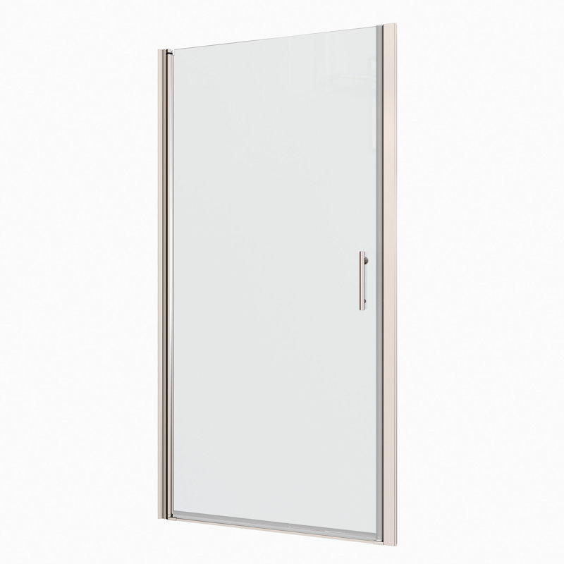 Universal Pivot Shower Door - 1 3/8" Adjustable, 1/4" Tempered Glass, Polished , #304 Stainless Steel Handle, Wall Channel, Easy Install, 36000 Times Open & Close Test, Good Leakage Function, Smooth