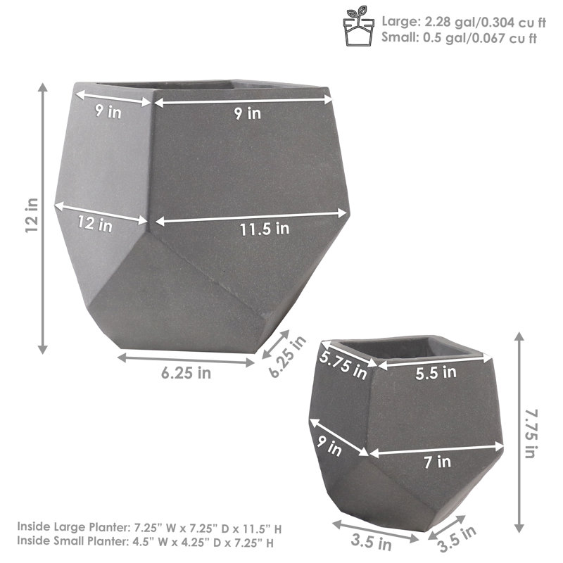 Jardinières d'extérieur en béton 2 pièces Salih Salih