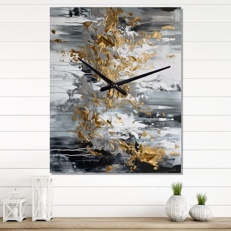 Delicate Brushstrokes I - Horloges murales abstraites en marbre, H 32 po x l 24 po x P 1 po