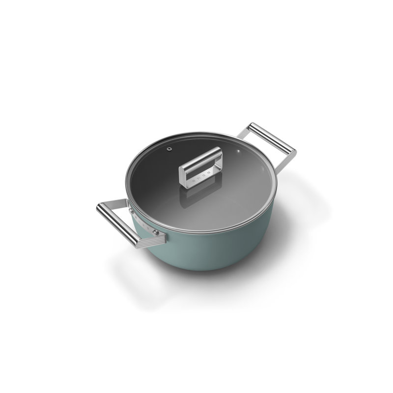 Smeg Casserole Pan 24cm with Lid, Emerald Green