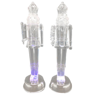 Set of 2 LED Lighted and Musical Nutcracker Christmas Figurines 12.5-Inch