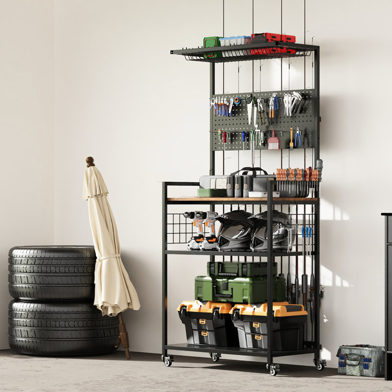 Support à pêche à plusieurs niveaux avec porte-cannes et porte-moulinet, une option polyvalente pour les tablettes de support à roues verrouillables, un excellent choix