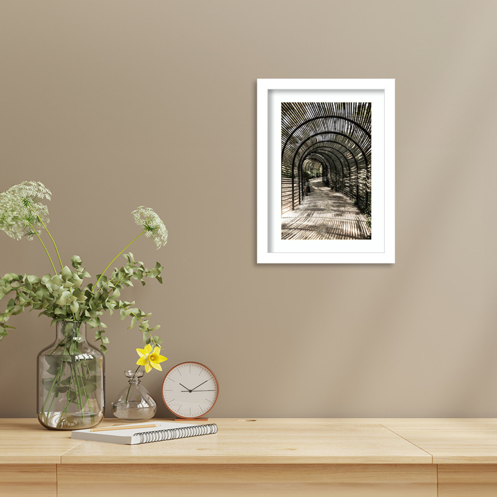 Nihan "Shadow Garden" Print, 13" H x 10" W, White 