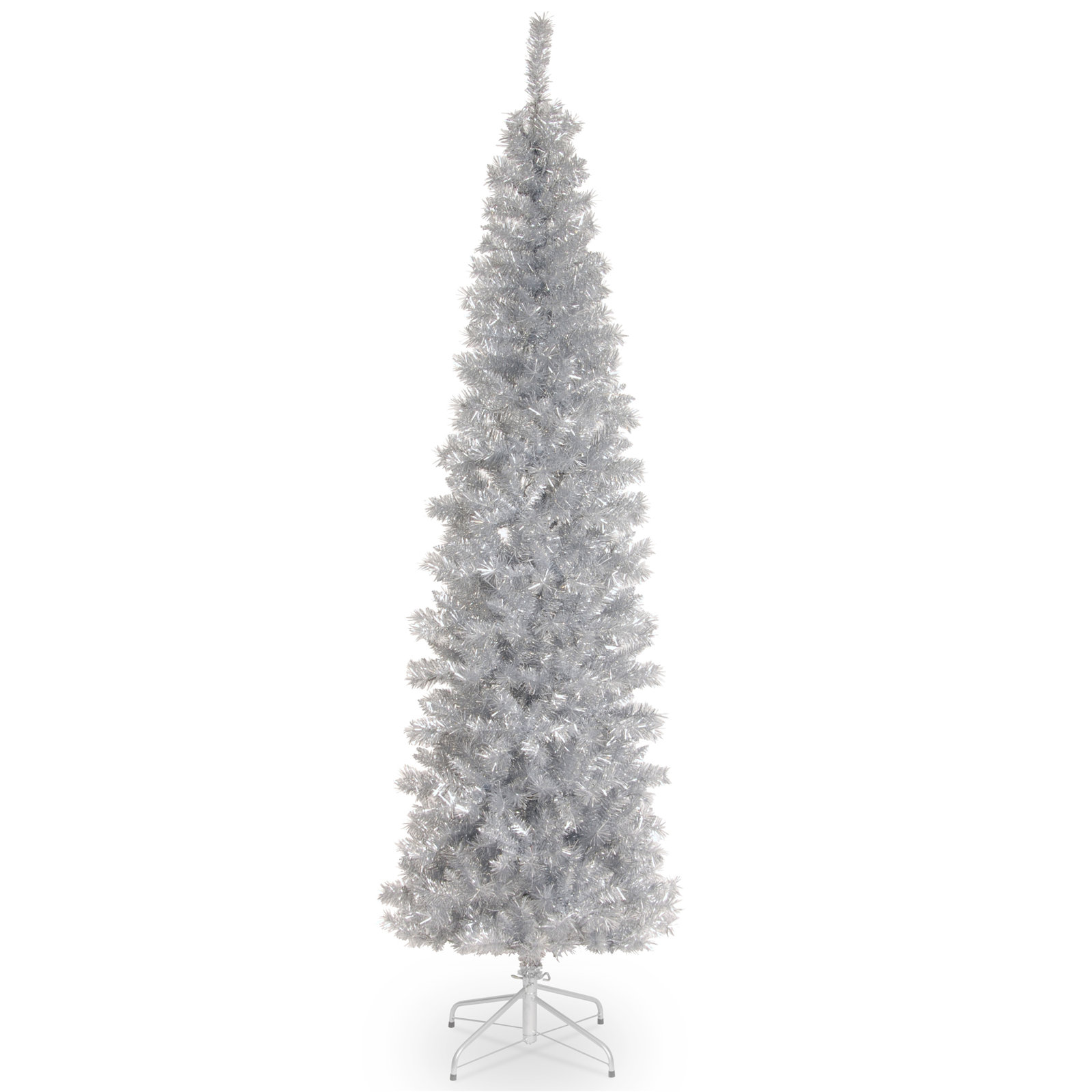 The Holiday Aisle® Silver Tinsel Tree, 6'
