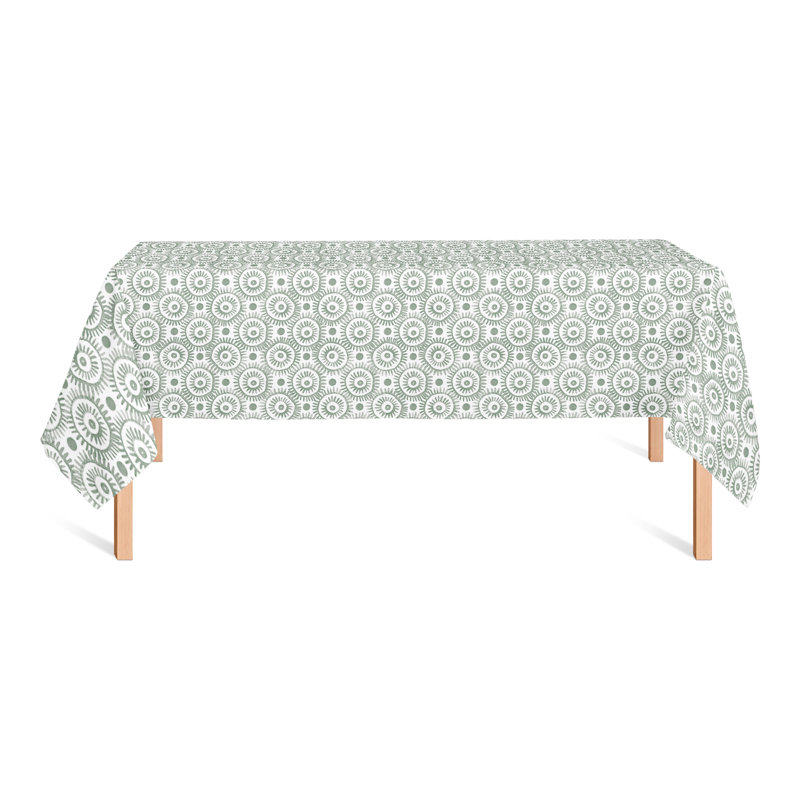 Boho Circles Green 5 Tablecloth, Green