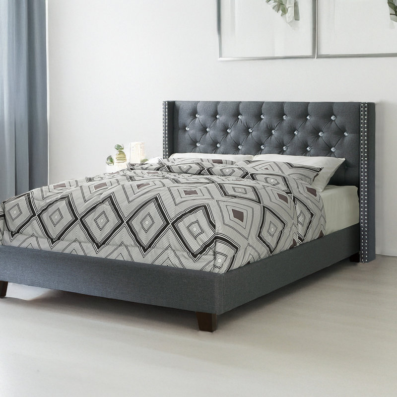 Grand lit en bleu gris