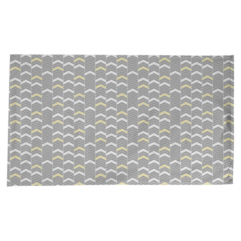 Stephenie Lined Chevrons Tablecloth, Gray/Yellow/White