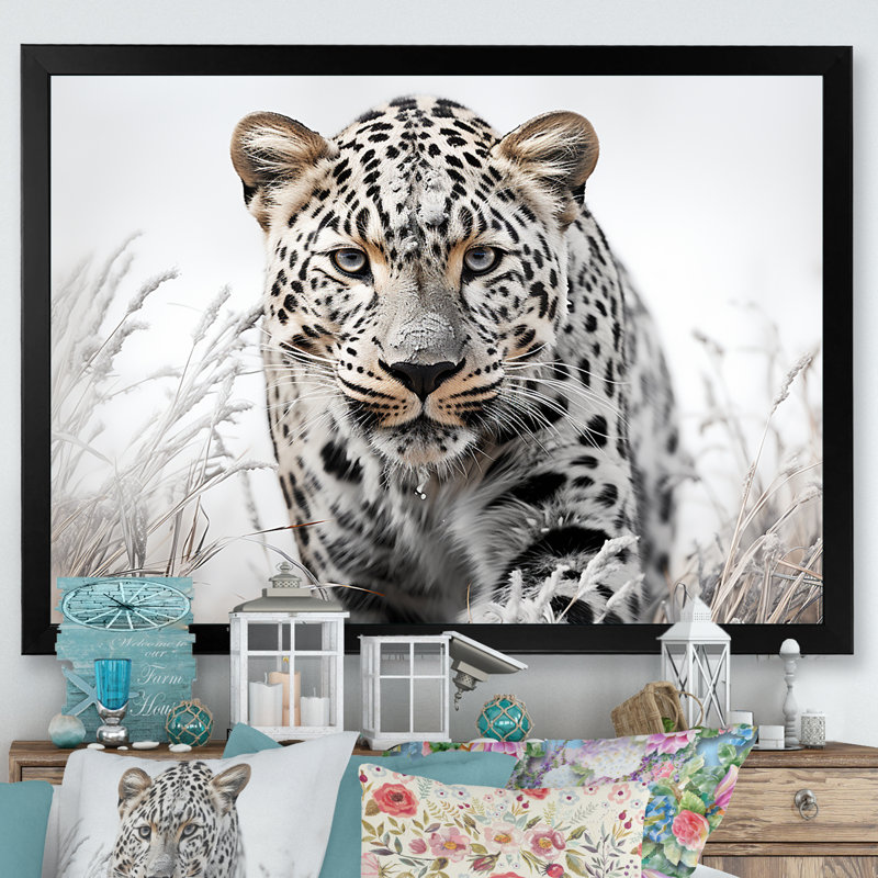 Jungle Leopard Stalk I - Leopard, H 16 po x l 32 po x P 1 po, Cadre simple noir