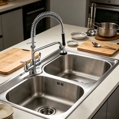 25 Inch Wall Mount Commercial Kitchen Faucet With Pre-Rinse Sprayer, 8 Inch Center 12 Inch Swing Spout, Brass Construction Pull Down Faucet For 1/2/3 Compartment Sink