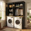 Armoire de rangement pour buanderie avec tringle suspendue et organisateur sur laveuse-129877055