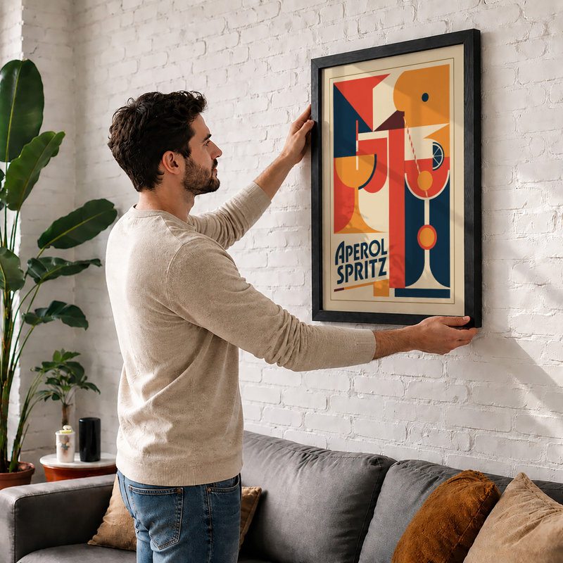 Aperol Spritz Modernist Art Deco - Framed Print, Unframed, A1 - 84.1 x 59.4 cm
