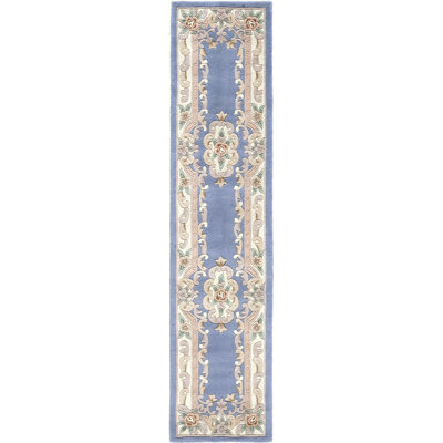Aubusson Traditional Light Blue Area Rug