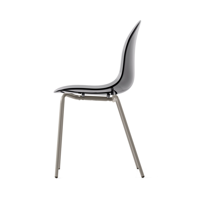 Academy Armless Chair with Metal Frame, Transparent Smoke Gray/matte Taupe