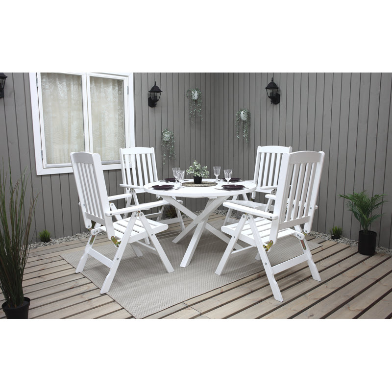 Rectangular 5- Piece 4- Person 140cm L Table Set, White, White