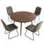 Ensemble de salle à manger de cuisine moderne 5 pièces, ensemble de table de salle à manger extensible de 43 po à 59 po avec chaises rembourrées H 32,8 po pour 4 personnes (1 table et 4 chaises)-118554294-118554295