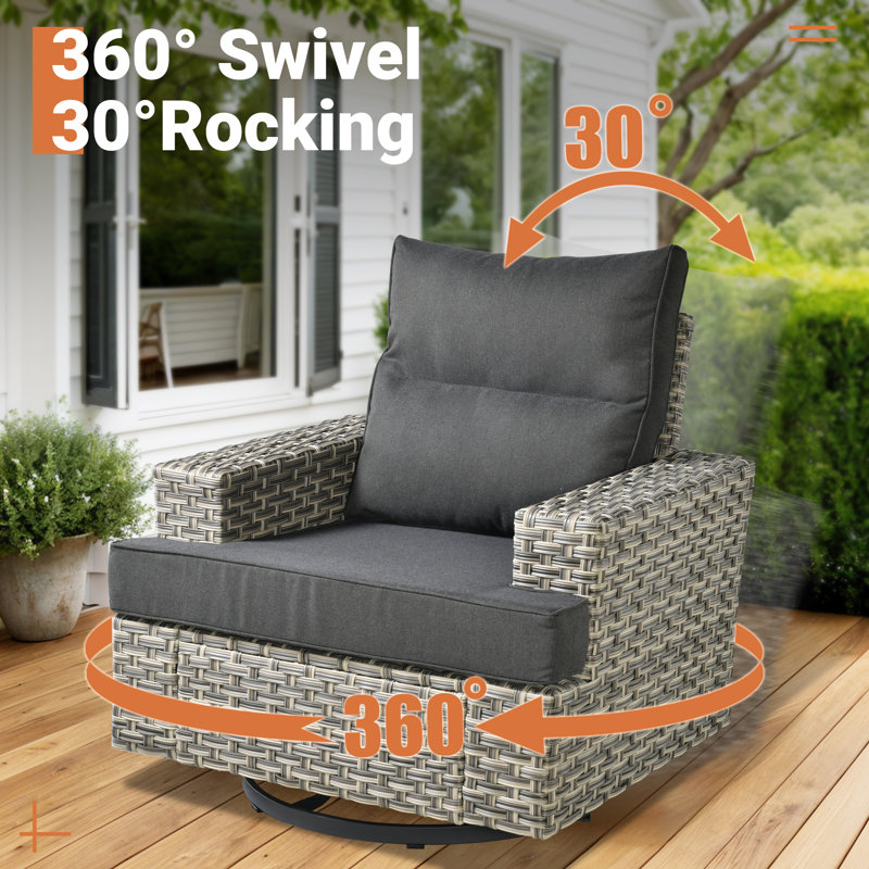 Wahkon Wicker/Rattan 5 - Person Seating Group With Cushions, Black
