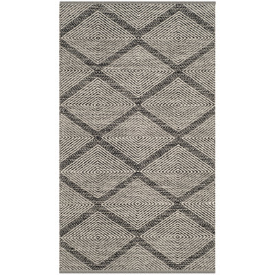 Tapis noir à motif géométrique tissé à plat à la main Abberton