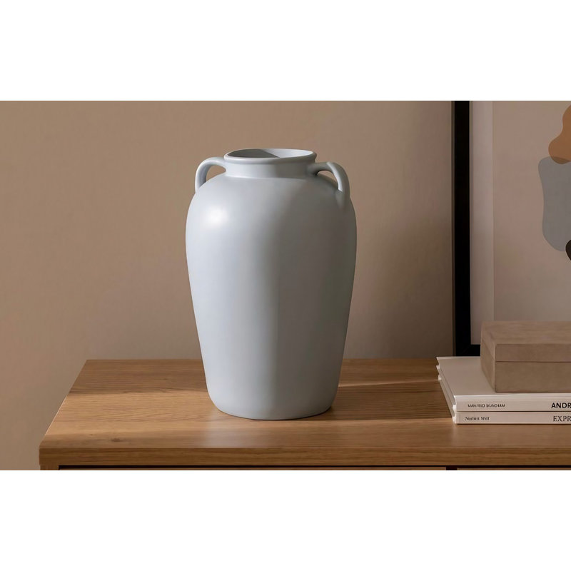 Cristela Ceramic Table Vase, Light Grey, 19cm H x 18cm W x 27cm D