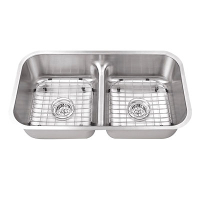 32.5'' L Undermount Double Bowl Stainless Steel Kitchen Sink