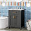 Ensemble de meuble-lavabo 24 po avec lavabo en céramique, meuble-lavabo peu encombrant - l 24 po x P 18 po x H 34 po, 2 portes à fermeture en douceur