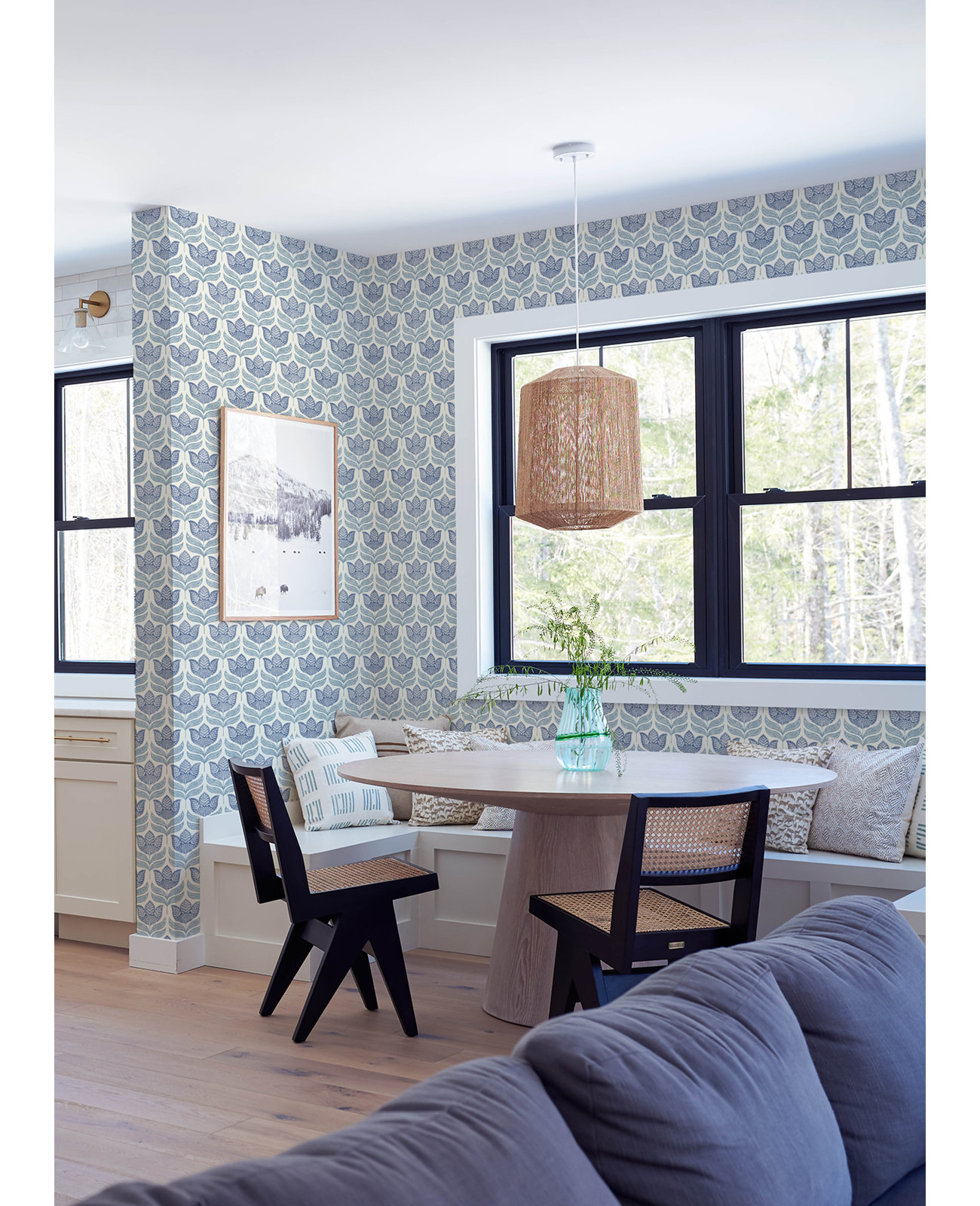 Floral Wallpaper, Blue