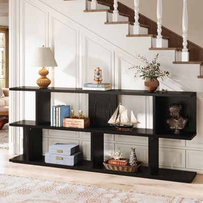 71" W 3-Tier Console Table, Black