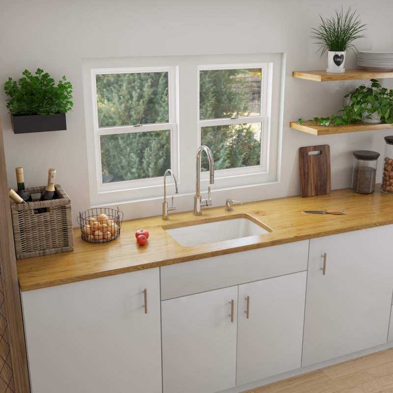 23.375'' L Single Bowl Fireclay Kitchen Sink, White