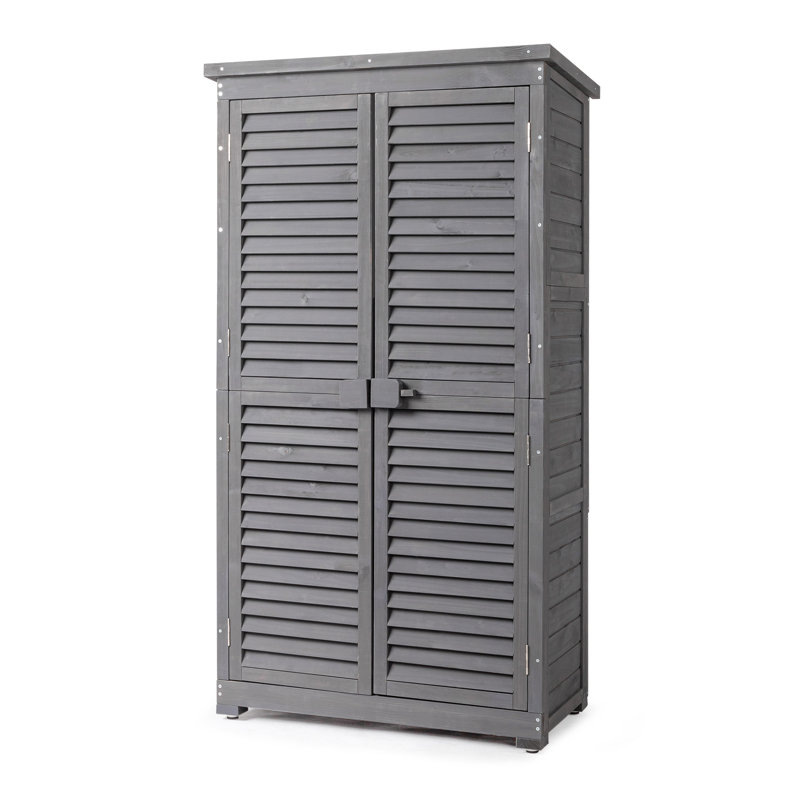 2.8 ft. W x 5.2 ft. H Garden Solid Wood Tool Storage Shed, Gray