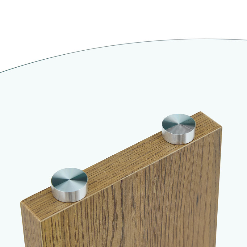 Table basse créative en U à deux niveaux en verre avec base en bois aggloméré: une table d'appoint de salon moderne et minimaliste à hauteur réglable.