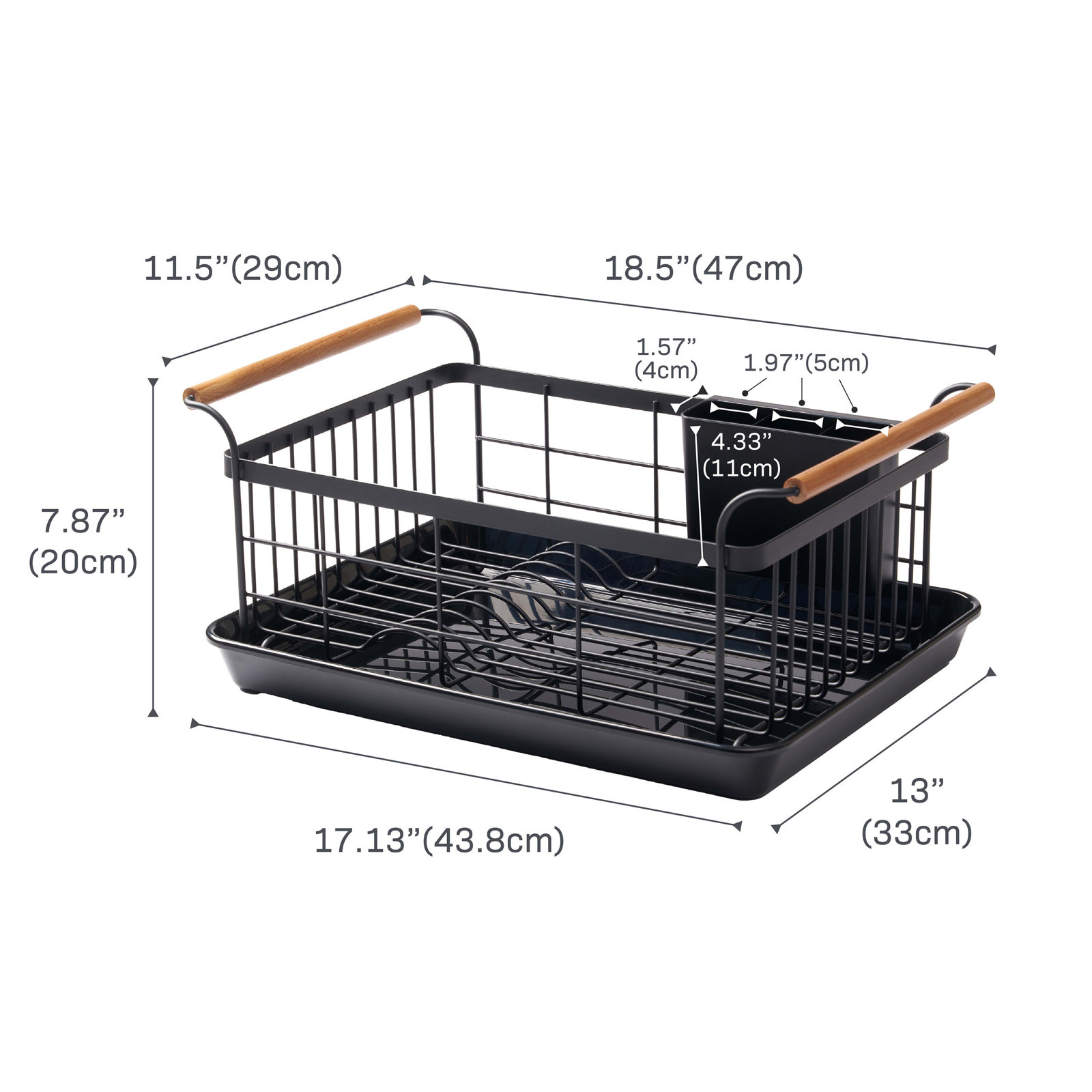 Tosca Dish Rack with Removable Tray, Black