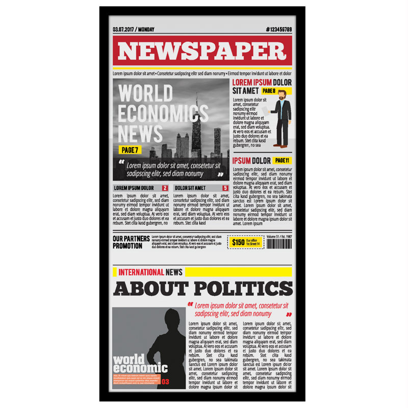 Americanflat 11x22 Newspaper Frame - Display for Assorted Media Articles - Thin Picture Frame with Polished Plexiglass for Wall Display