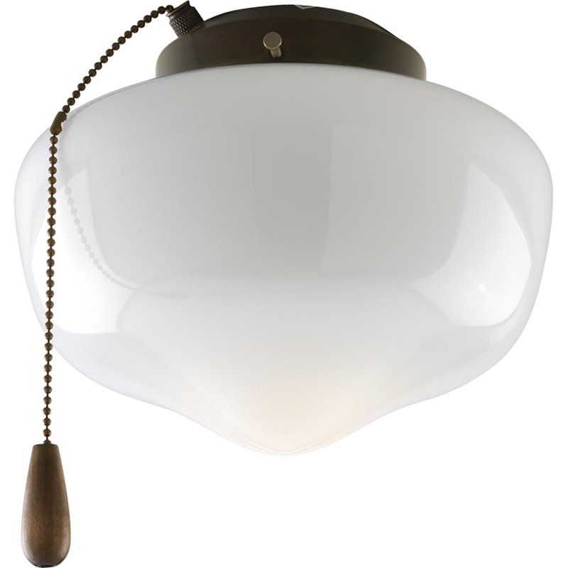 1-Light Universal Ceiling Fan Schoolhouse Light Kit, Antique Bronze