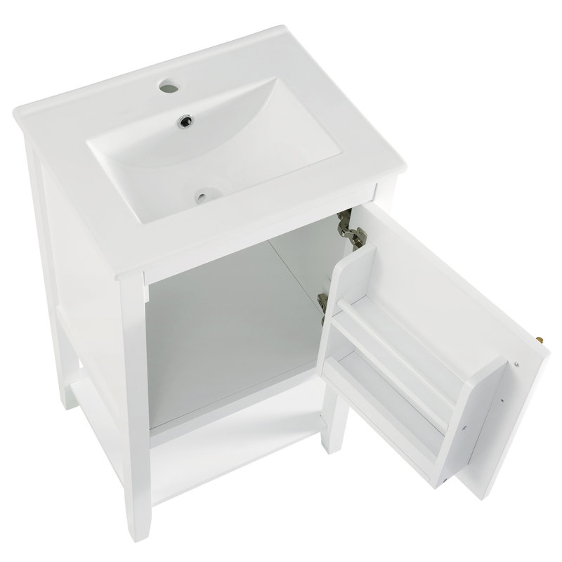 Charmant meuble-lavabo avec des caractéristiques haut de gamme et un grand espace de rangement, Blanc
