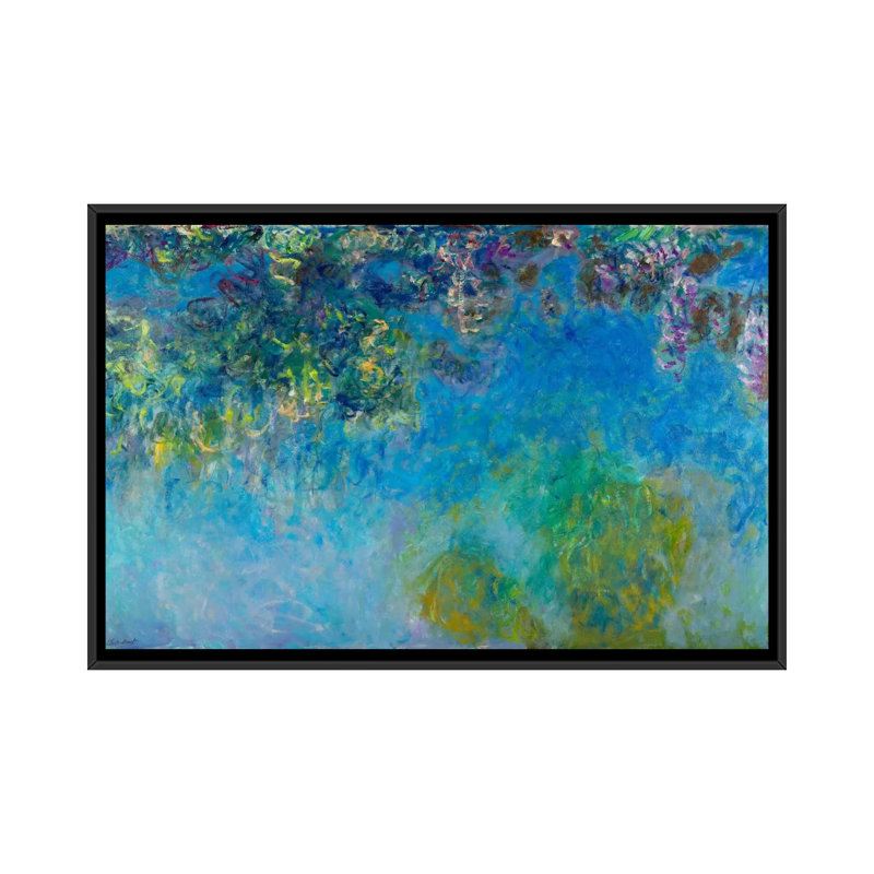 «Wisteria», reproduction sur toile, H 18 po x l 26 po x P 1,5 po, Toile avec cadre noir, Pas de tapis