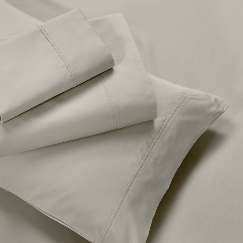 Superior 600 Thread Count Cotton Blend Solid Deep Pocket Bed Sheet Set, California King, Stone