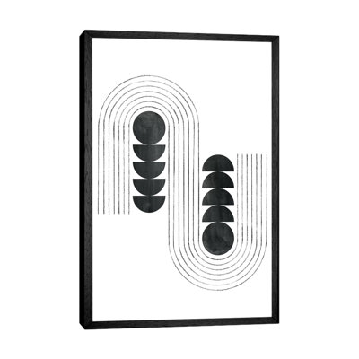 Black Shapes And Curved Lines - Painting on Canvas